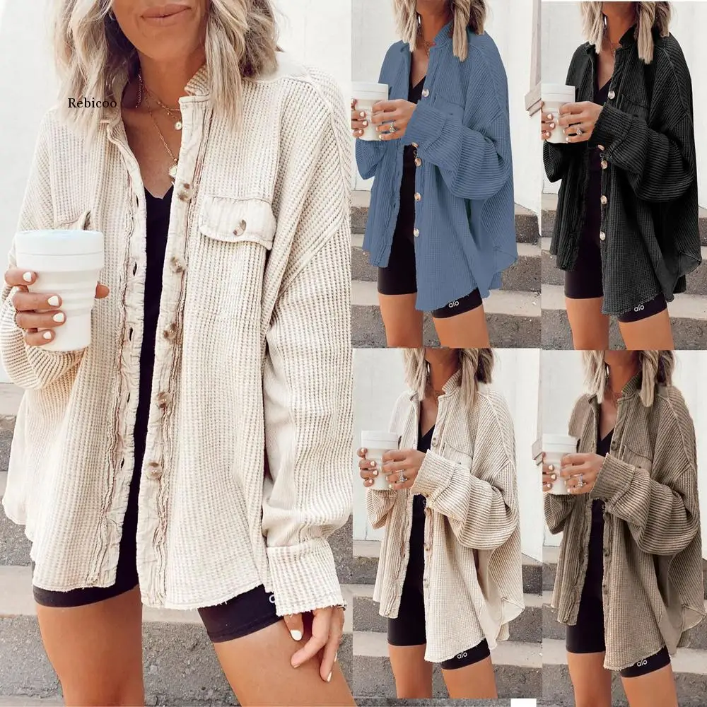 

Woman Autumn Jacket Long Shirt Jacket Women Button Coat Jackets Women Fashion Overshirt Loose Coat Female