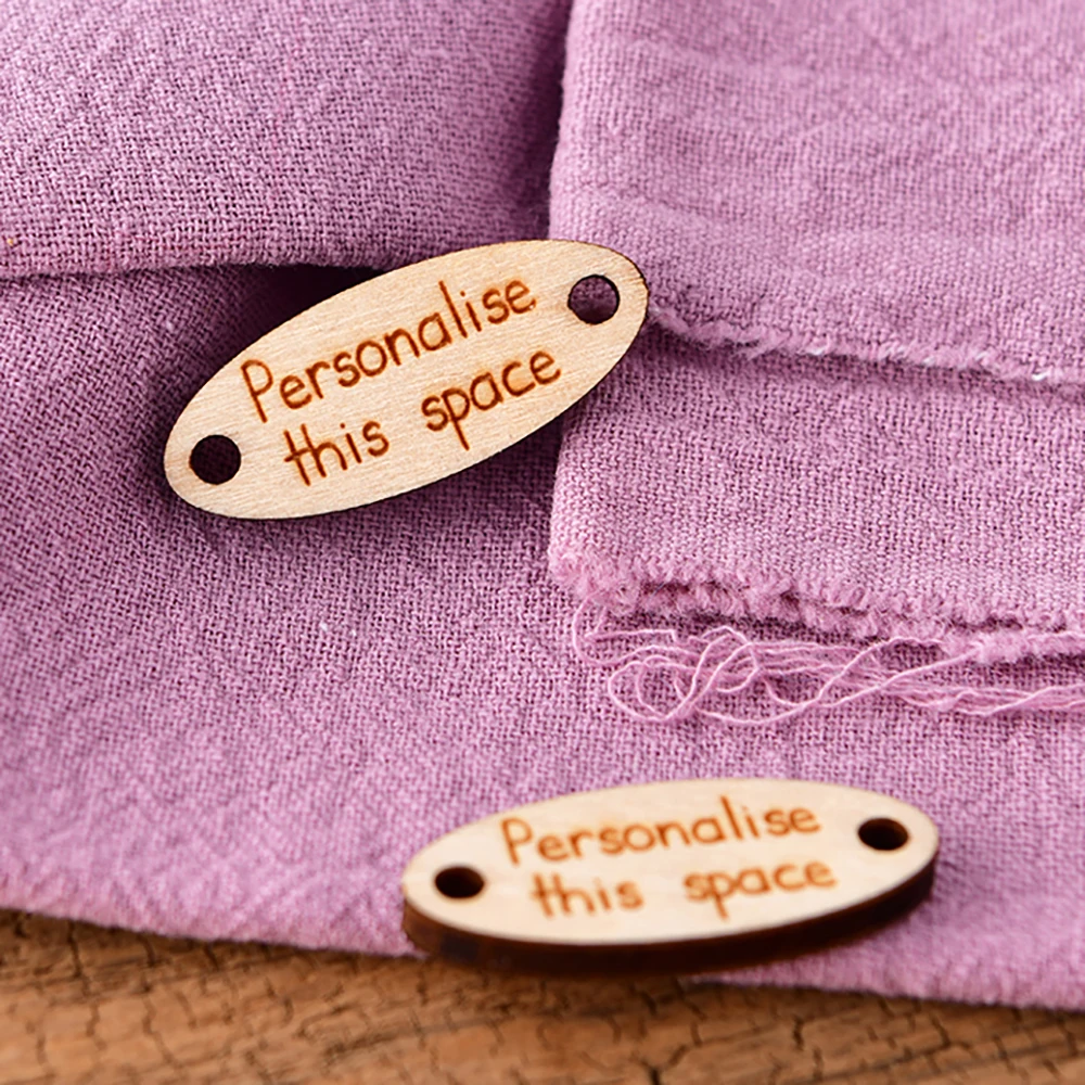 Personalized Oval Wooden Tags 0.49"x1.18" MOQ 50 Laser Cut Eco Wood Labels for DIY Craft Home Decor Clothes Shoes Hats