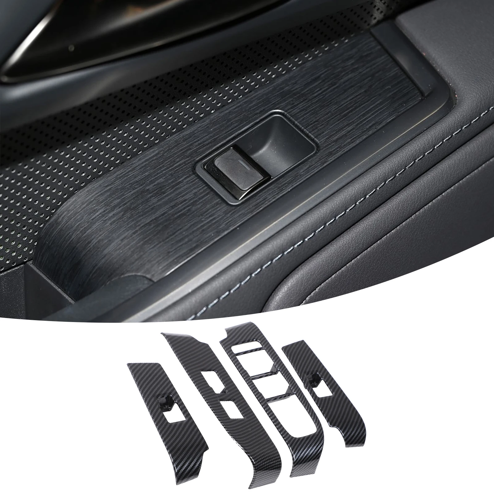 

4Pcs ABS Plastic Carbon Fiber Car Interior Door Glass Lifting Panel Frame Interior Accessories Fit for Lexus GX 2024+