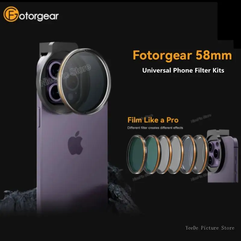 Fotorgear-Kit de filtro Universal para teléfono, accesorio de 58mm, CPL Star, Variable, ND, para teléfonos inteligentes/iPhone 13 14 15 Pro Max/Huawei/Xiaomi