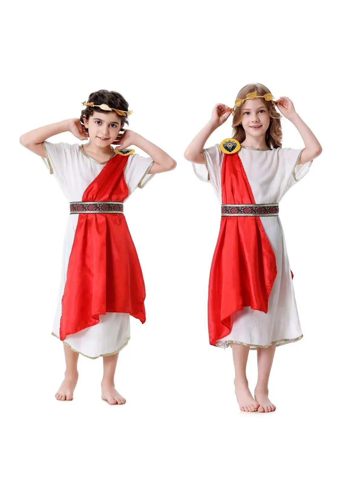 

loween Children's Role-plang Costume Godd Red awl Boys And Girls Stage Play Ancient Roman Clothing Polyester Fiber