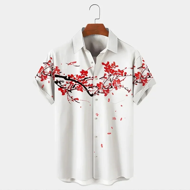 2024 Hawaiian Art Fashion Men\'s Shirt Printing 3D Digital Casual Wide Lapel Short Sleeve Shirt Large Size XS-5XL Linen Material