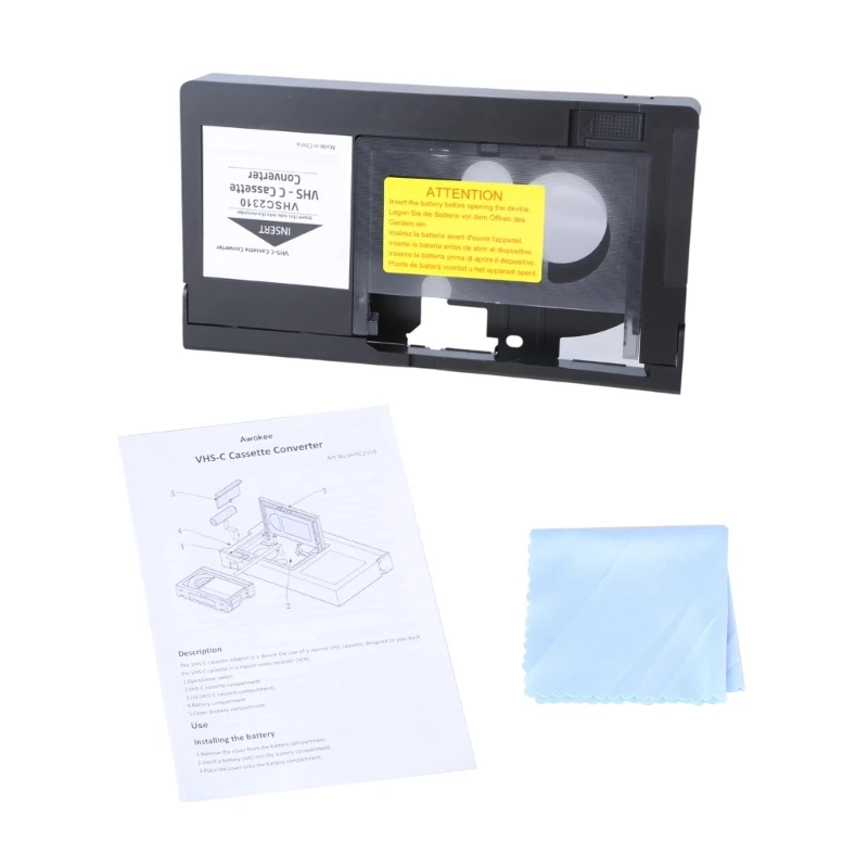 VHS C to VHS Cassette Adapter, Motorized Video Tape Conversion for Camcorders, Easy 1 Button Operate Home Video Transfer