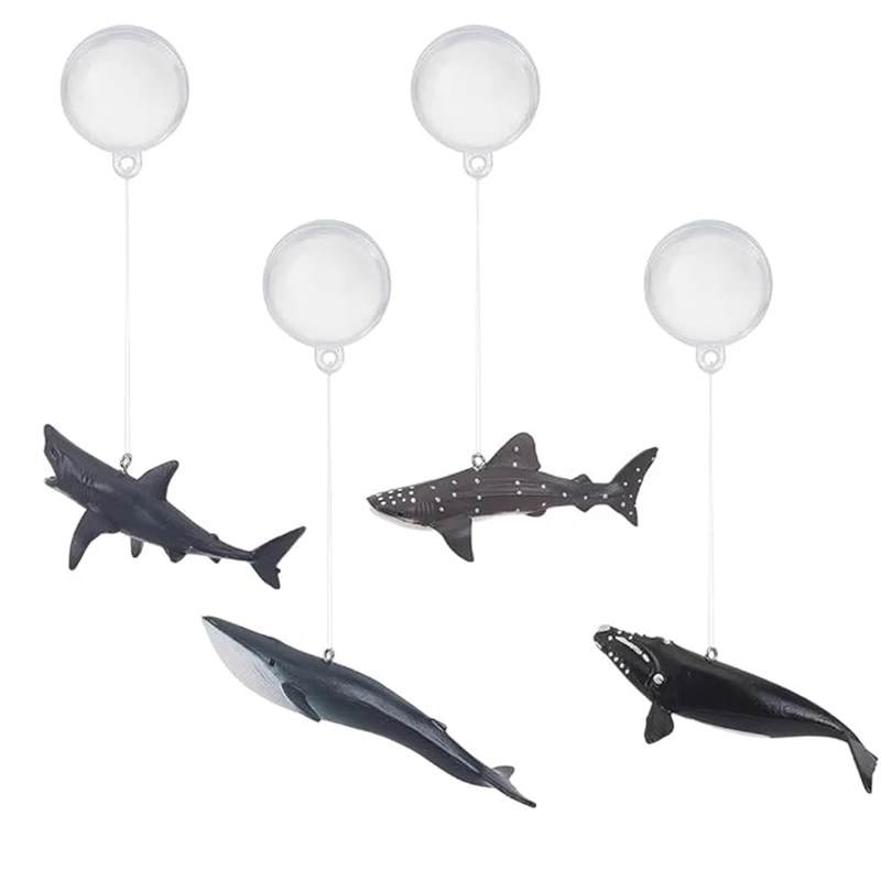 4 Stück niedliche schwimmende Aquarium-Dekorationen, Sealife-Aquarium-Ornament, simuliertes Hai-Ozean-Tier mit schwimmendem Gerät