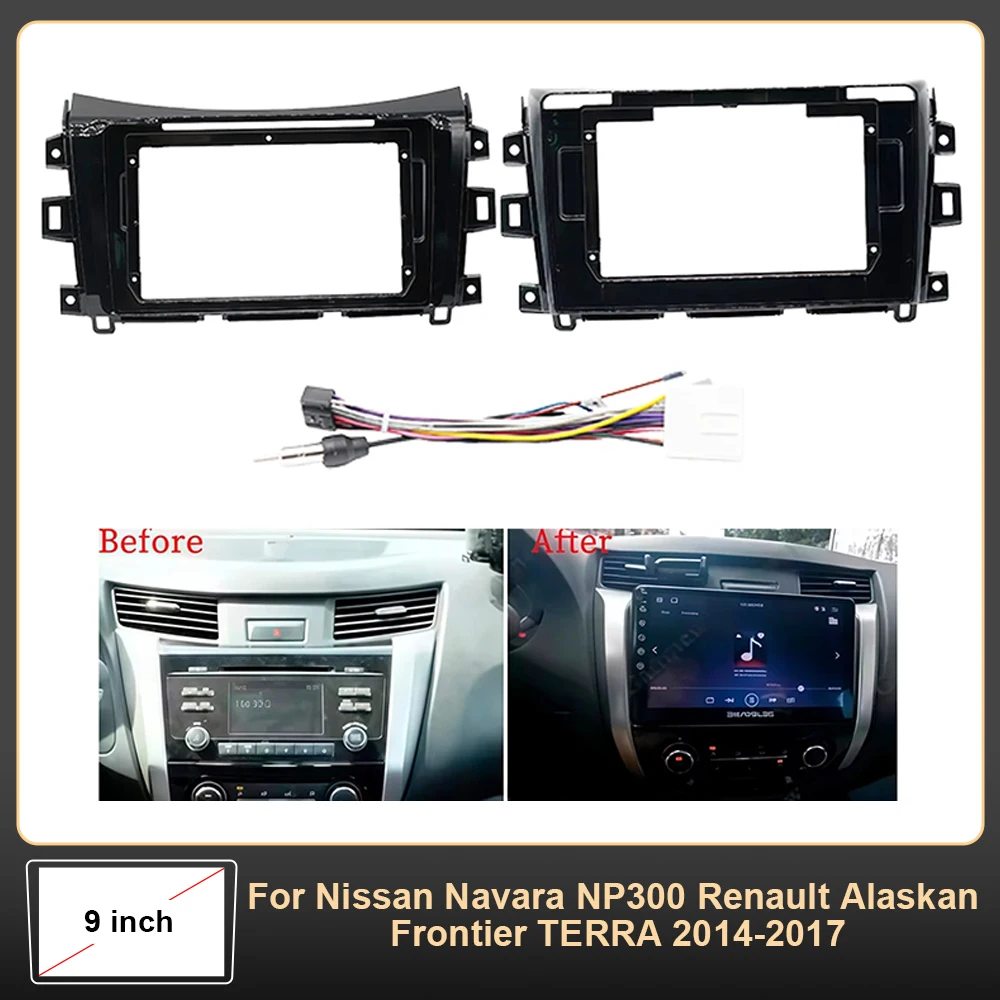 9 10.1inch Car Radio Frame Dash Kit Dashboard Trim Frame Stereo for Nissan Navara NP300 Renault Alaskan Frontier TERRA 2014-2017