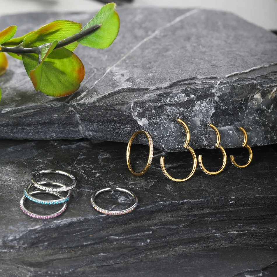 1PC 16G Surgical Steel Hoop Earrings for Women 6/8/10/12mm CZ Paved Small Helix Piercing Tragus Cartilage Piercing Body Jewelry