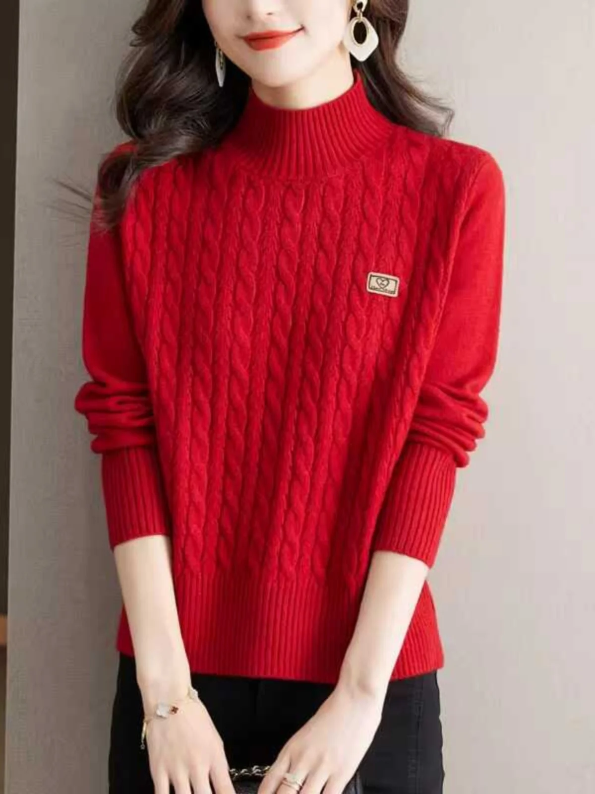 

Autumn Winter Women's Knitted Sweater ort f High Collar Inner Wear Top Ultra Cute Faionable Warm Thiened Long Sve