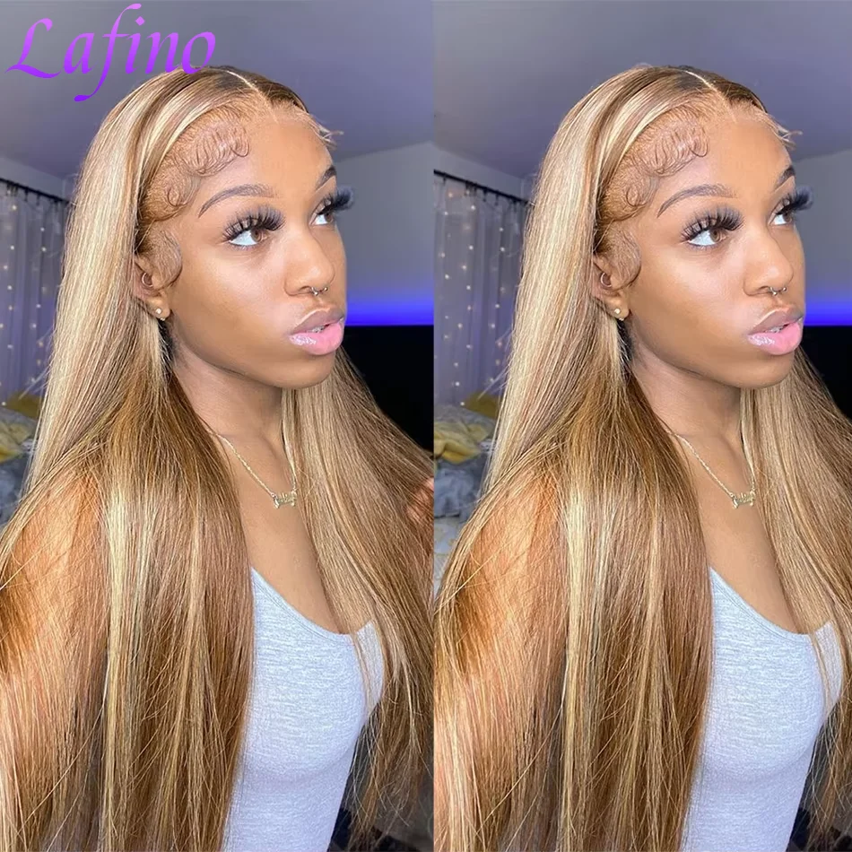 Highlight Wig Human Hair Bone Straight Blond Ombre HD Lace Wig 13x4 13x6 Colored Human Hair Frontal Wig Brazilian Wigs For Women