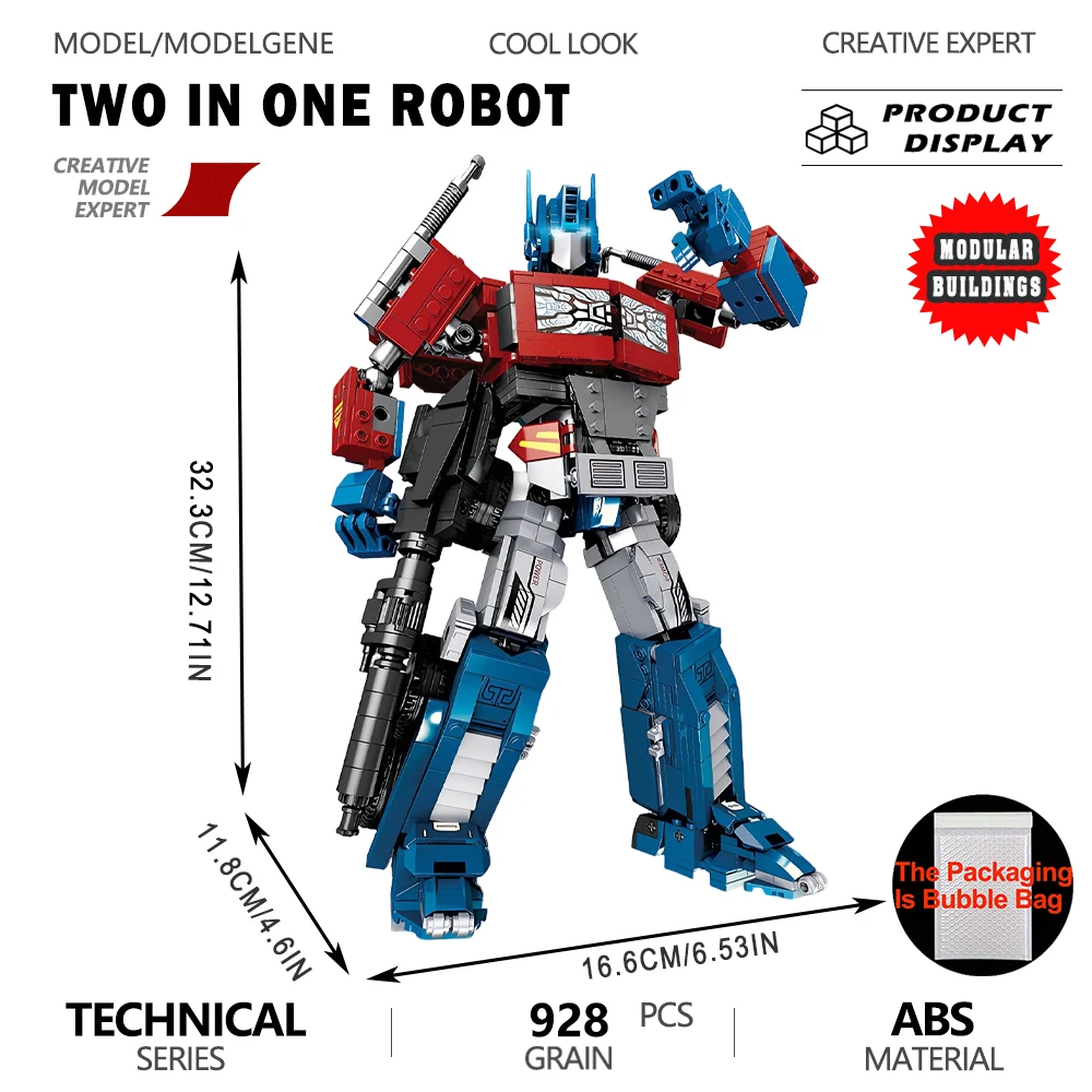 

2-in-1 Transformer Robot Mecha Series Building Blocks Commander Truck Deformation Action Robot Puzzle Toys For Adult Gifts