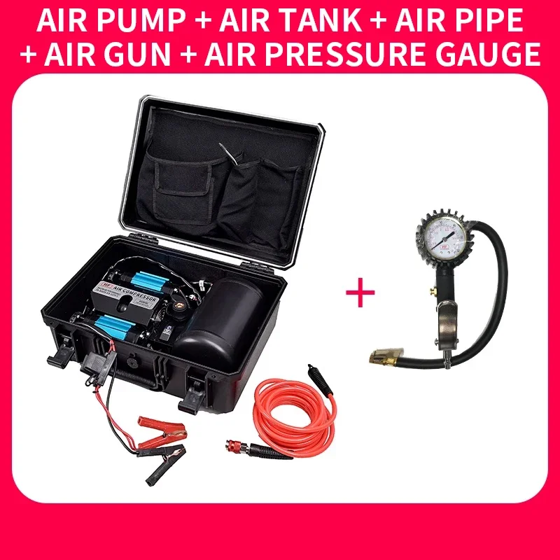 Offroad Portable Car Tyre Auto Tire Inflator Air Pump Compressor Heavy Duty Car Tire Inflator 12V Double cylinder