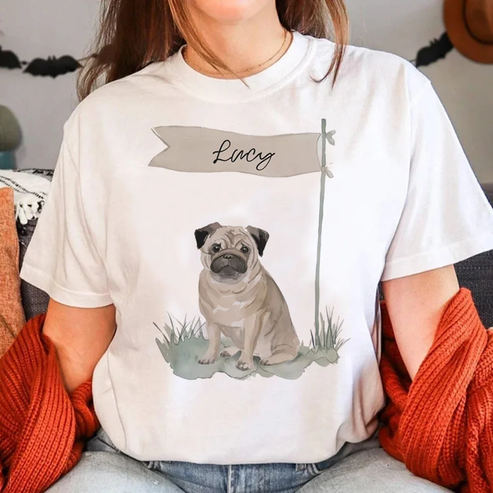 

Pug top women Y2K summer funny tshirt girl graphic y2k clothing