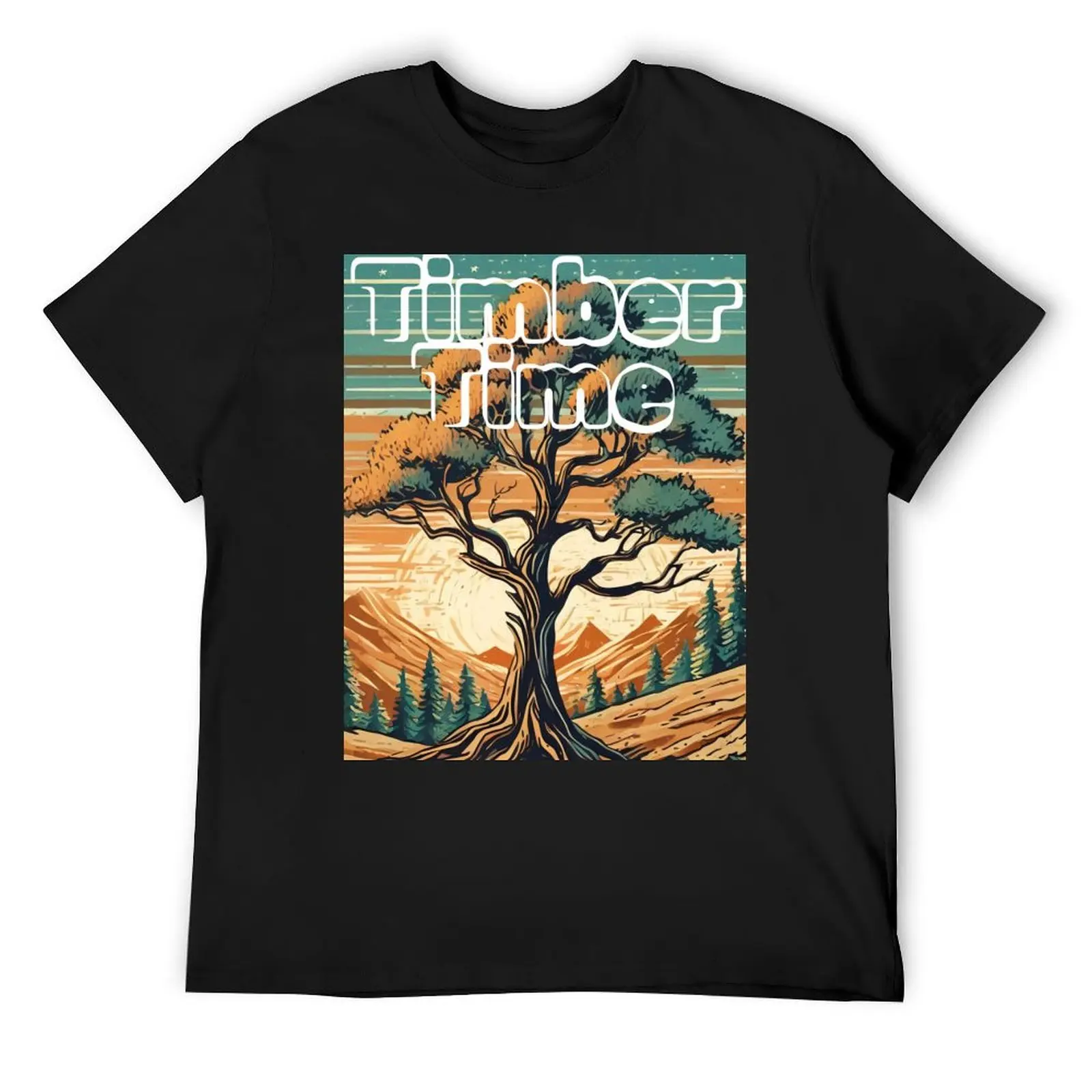 

Vintage Timber Time - Retro Tree Design T-Shirt heavyweights plus sizes anime figures men clothes