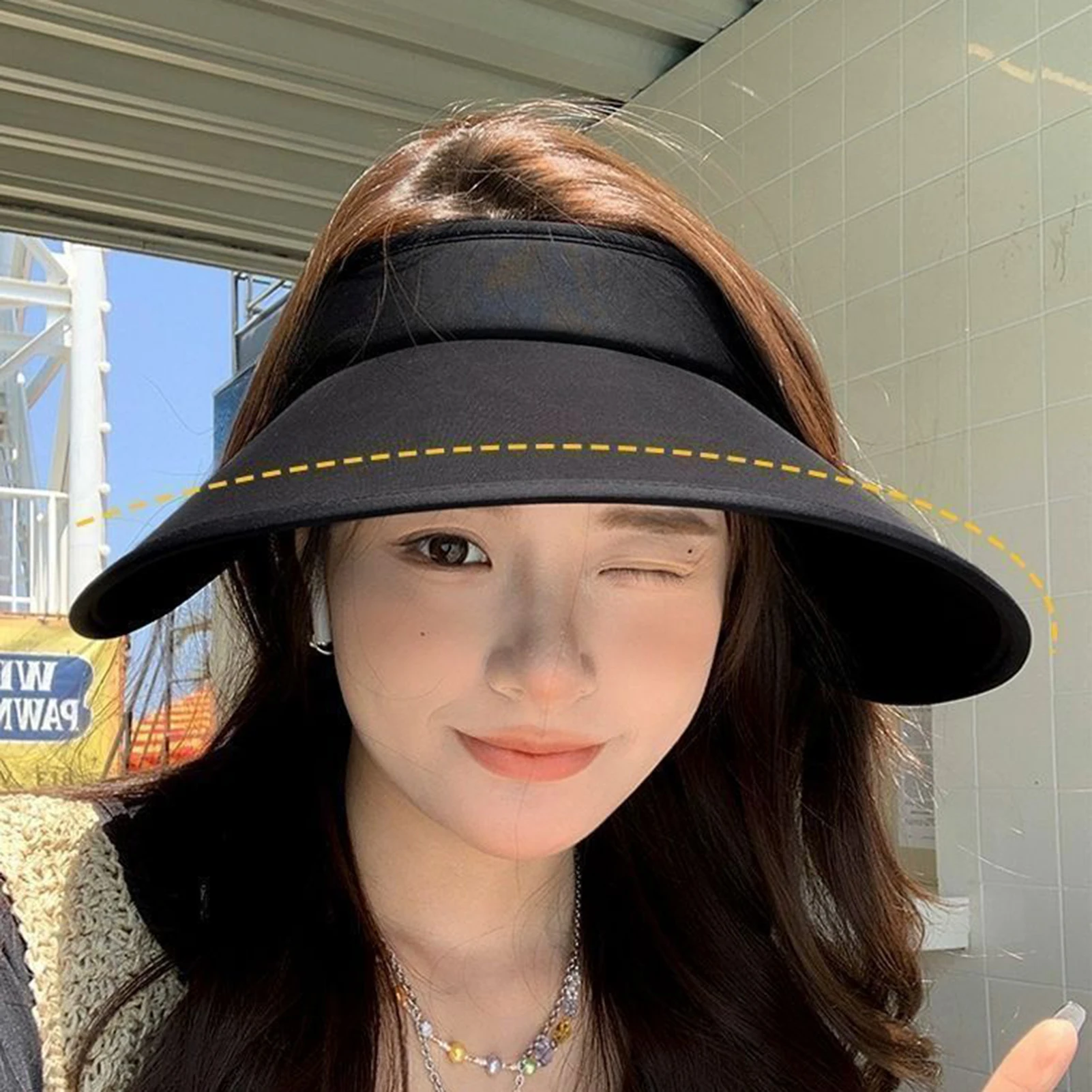 Womens Summer Ice Silk Sun Visor Hat Ultraviolet-Protection Wide Brim Breathable Open Top Cooling Cap Adjustable Headband