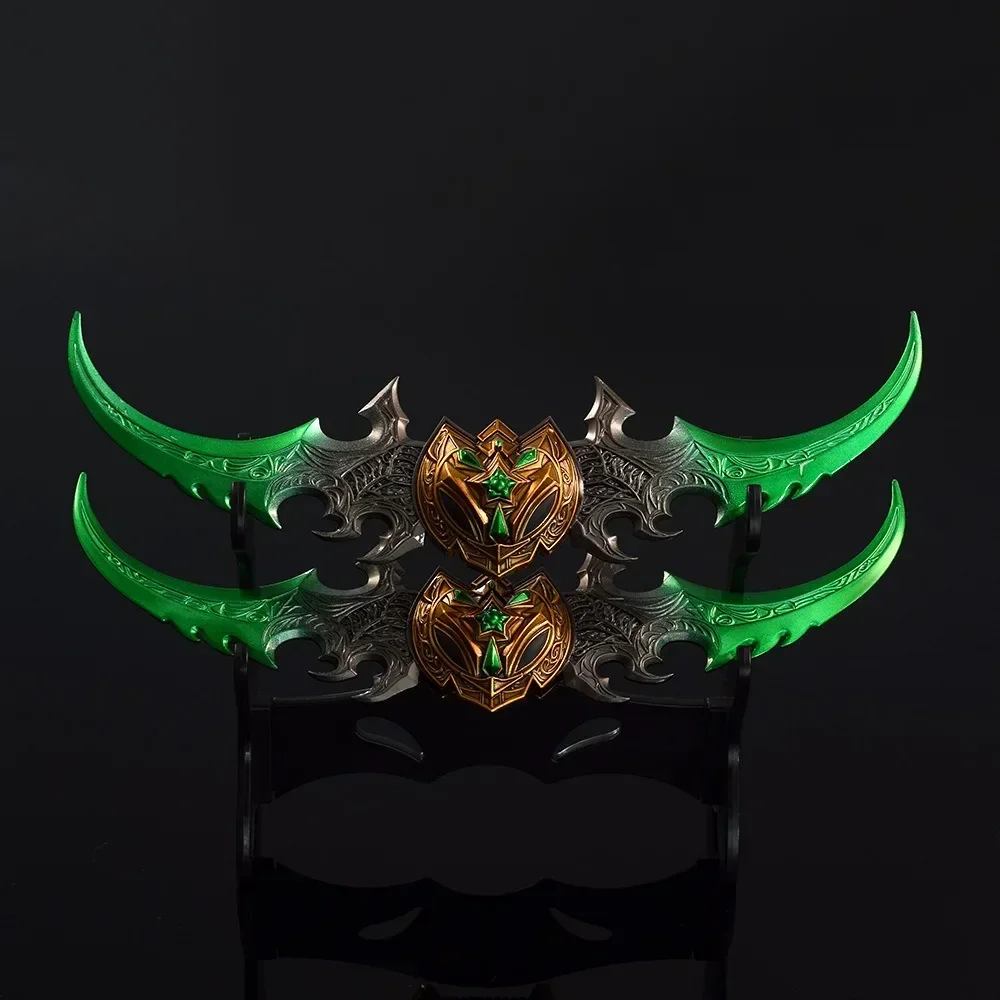 Ensemble d'armes World of Warcraft, gilet de guerre, marchés d'AzzISA, jeu Illidan Stormrage, modèle en métal non coupé, décoration de jouets cadeaux de Noël, 22cm