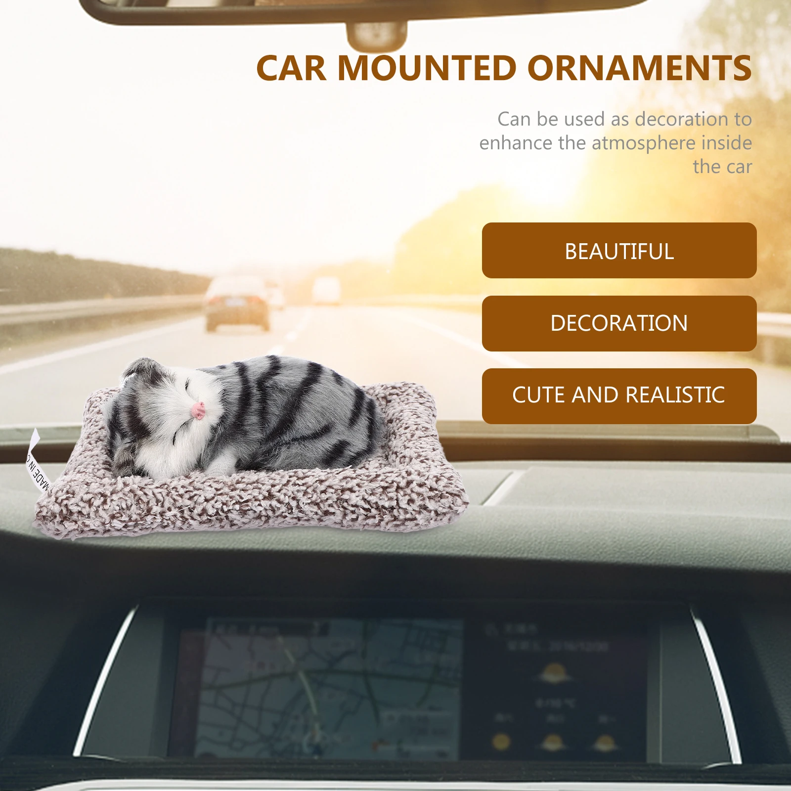 

Simulated Cat Ornaments Car Interior Desk Center Console It Will Be Called Aesthetic Decor Decorations Grey
