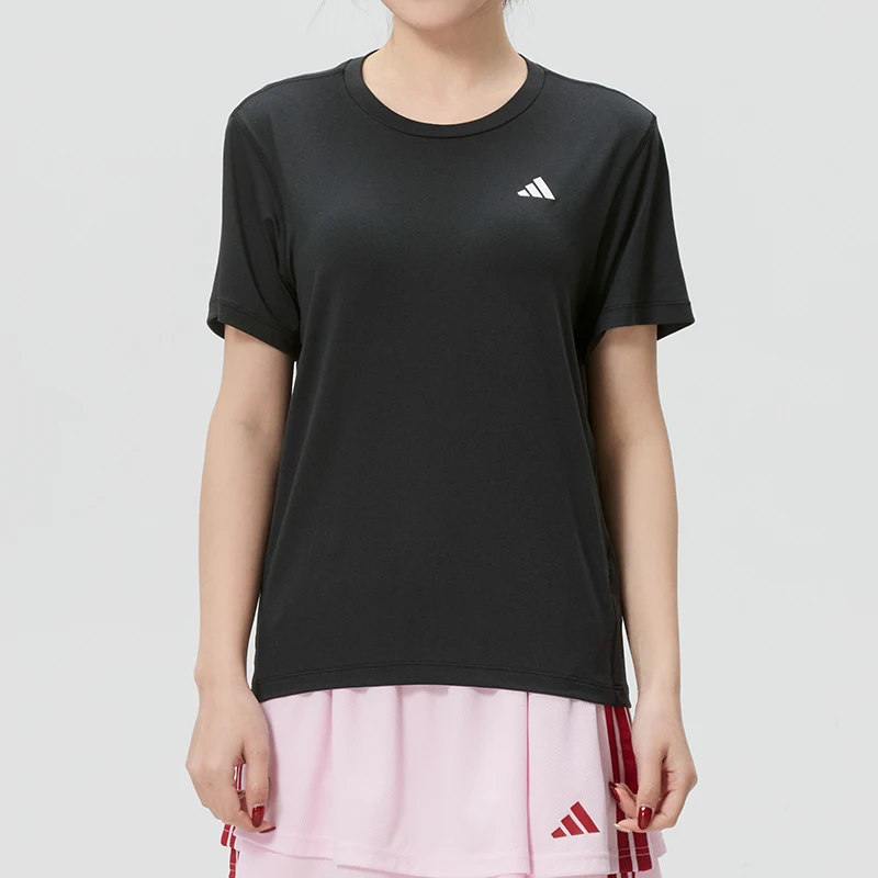 Adidas (Adidas) Camiseta feminina de manga curta para corrida, gola redonda, respirável, de secagem rápida, para treinamento físico Ku8737