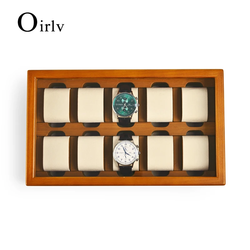 Oirlv 10 Grids Solid Wood Jewelry Organizer Box Watch Holder Storage Case Watch Display Box For Man Women regalos para hombre