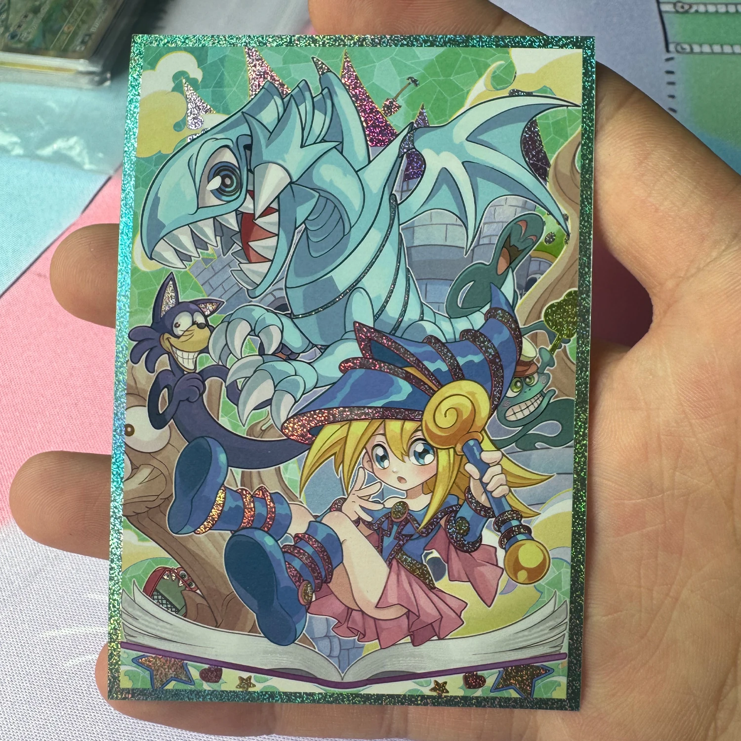 50Pcs/set 63X90Mm Diy Yu-Gi-Oh! Blue Eyes White Dragon Cartoon Card Sleeves Black Magician Girl Card Protective Cover Gift Toy