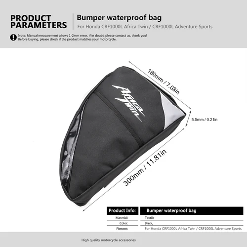 Imagen 2 del producto Alforja de Moto, barras de choque, bolsa impermeable, bolsa de colocación de parachoques para Honda CRF1000L Africa Twin CRF 1000 L, deportes de aventura