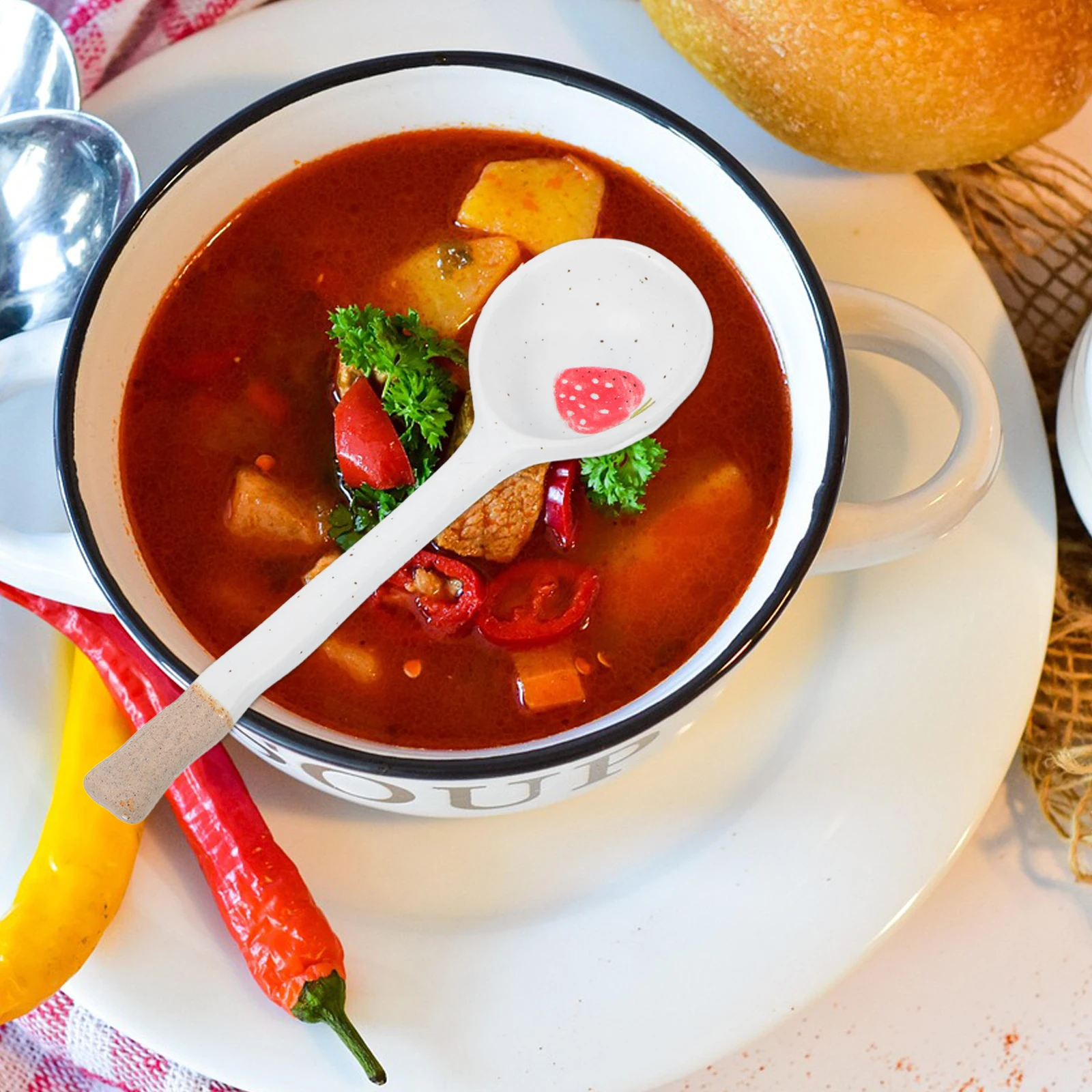 

Soup Spoons Cute Serving Utensils Coffee Ceramic Japanese for Bar Cooking Porcelain