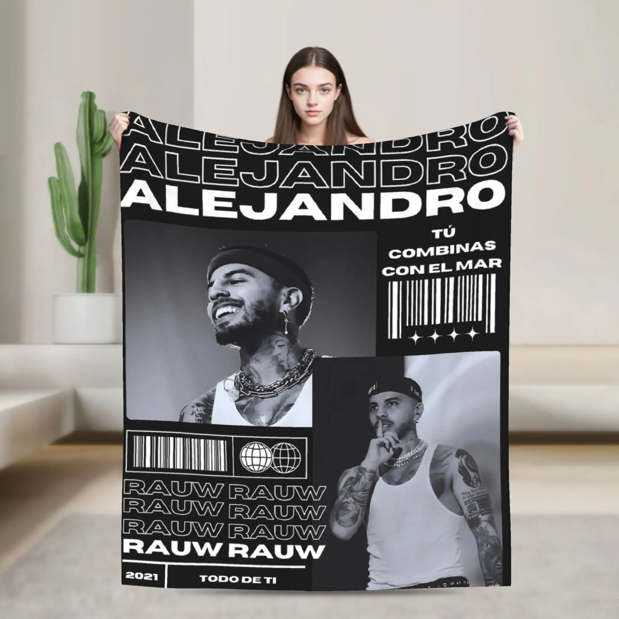 Rauw Alejandros mantas de felpa niño niña manta de franela para sofá silla sofá cama diseño súper cálido colcha de calidad regalo