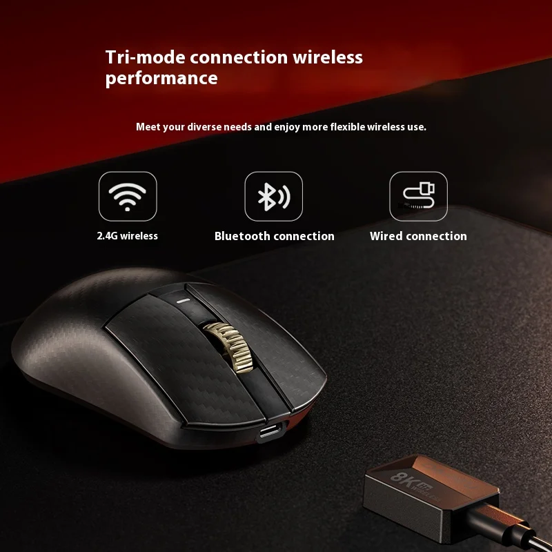 Dareu A950 ماوس لاسلكي فائق ثلاثي الوضع ماوس 8000 هرتز معدل التجديف ألياف الكربون خفيفة الوزن الألعاب الفئران ألعاب ملحقات الكمبيوتر