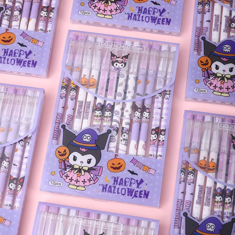 

48 шт./лот Kawaii Hallowmas Kuromi стираемая гелевая ручка милые 0,5 мм синие чернила ручки для подписи рекламный подарок школьные принадлежности