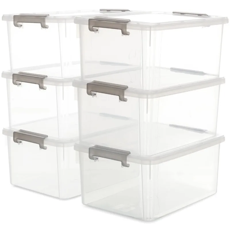 

Citylife 17 Qt. Plastic Storage Bins with Lids Large Stackable Clear Storage Box for Garage Closet Kitchen 6 Packs