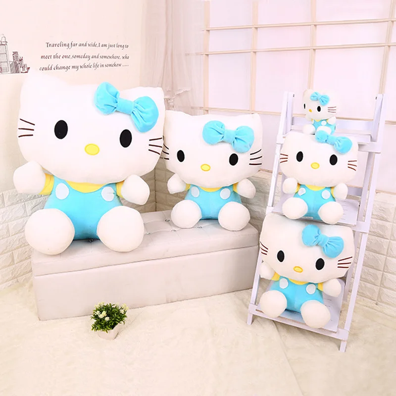 Sanrio 20cm Hello Kitty Plush Toy Blue KT Cat Cute Cartoon Soft Filled Doll Pillow Room Decoration Pillow Birthday Present Gift