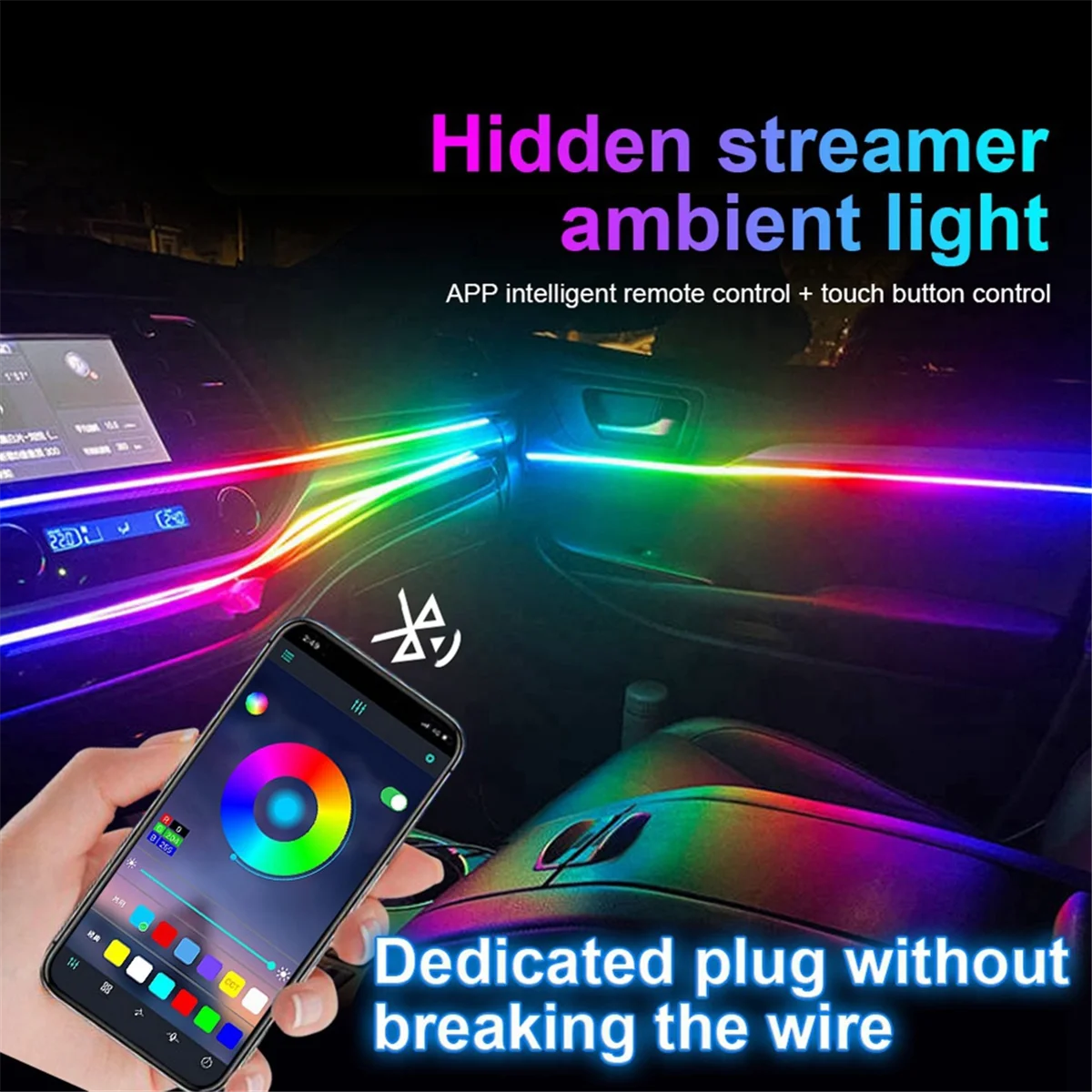 18 in 1 RGB Symphony Streamer Car Ambient Lights Interior LED Acrylic Strips Decoration Atmosphere Lamp APP Remote