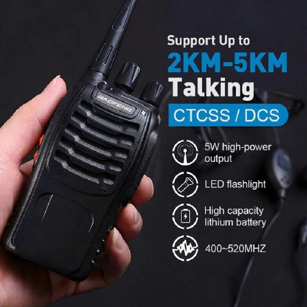 2pcs Baofeng BF-88E walkie-talkie 50 kilometers 16CH UHF 446.00625-446.19375MHz 12.5KHz Channel Separation with USB Charger