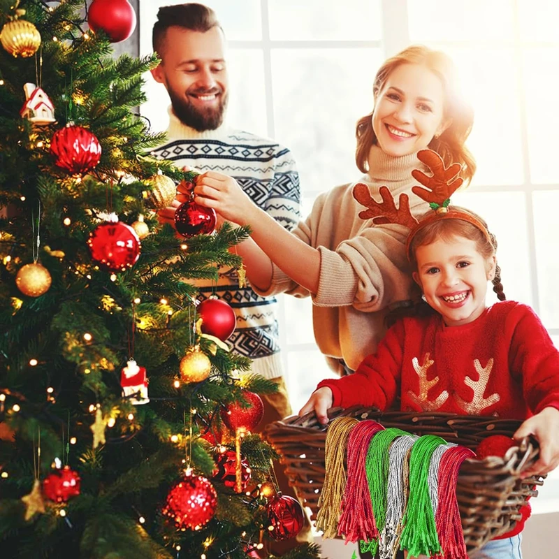 Christmas Ornament Hangers with Snap Christmas Tree Hanging Decorations Ropes Christmas Party Hanging Strings DIY Tag Label Line