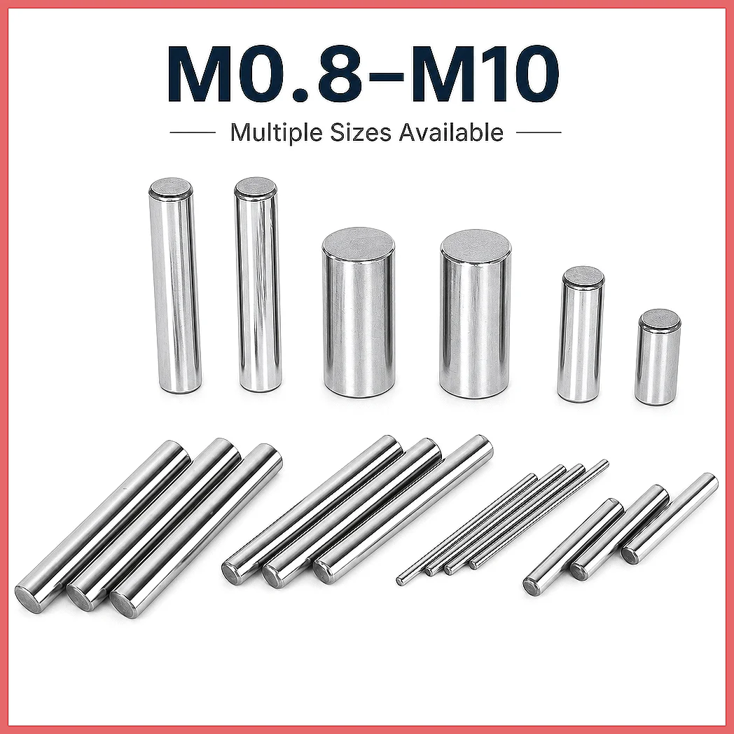 Stainless Steel Metal Dowel Pins M0.8-M10 Cylindrical Locating Parallel Pins Solid Rod Precision Fit for DIY Repair