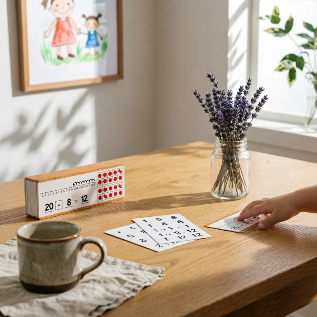 16 Pieces Number-Line Cards Double-Sided Addition Practice Cards School Aid Laminated Coated Paper for Children