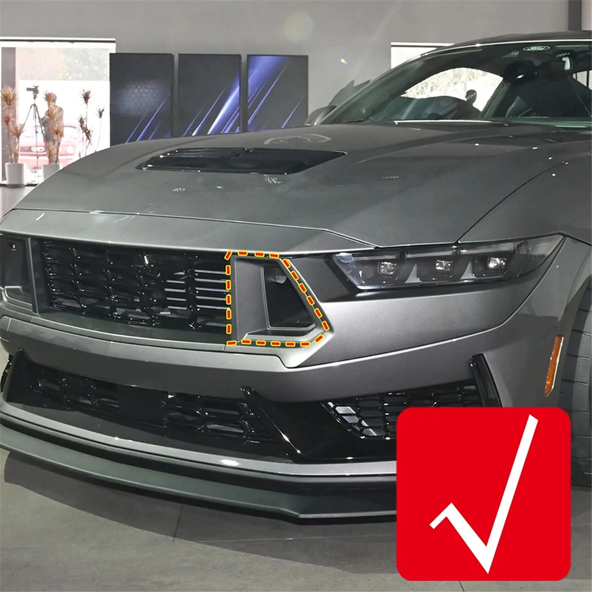 غطاء شبكة مصد أمامي من ألياف الكربون ، تشذيب لفورد موستانج ، ، GT/GT ، 1 زوج