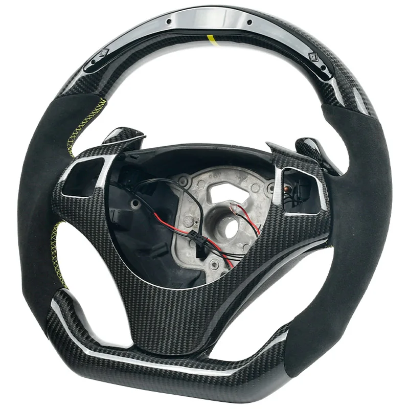 Customized carbon fiber steering wheel for BMW E90 E92 E93 E87 E8X black Alcantara LED display car