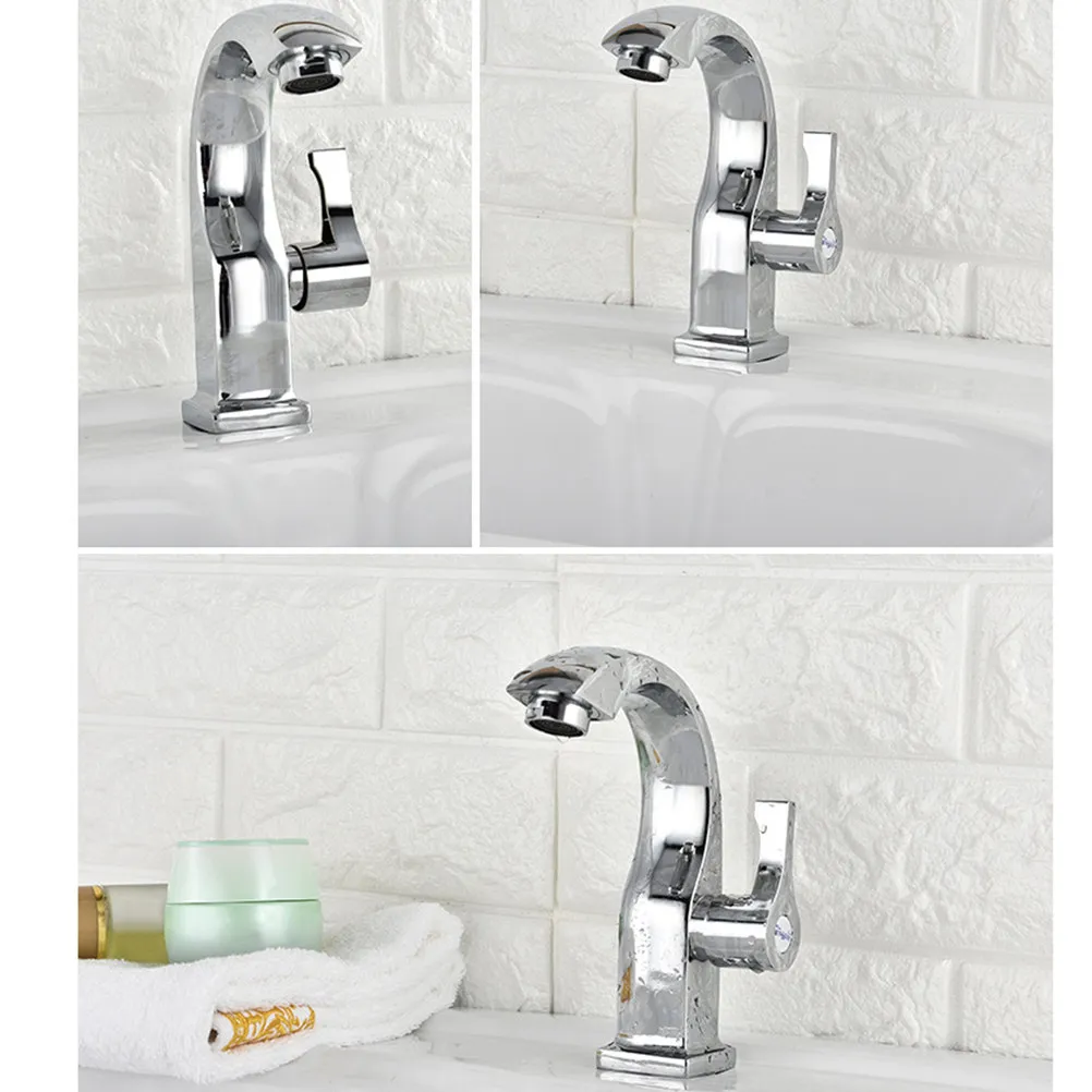 Single Hole Faucet Basin Tap Vertical Type Cold Water Rotatable Spiral Copper Durable Kitchen Bathroom Sink Faucet High