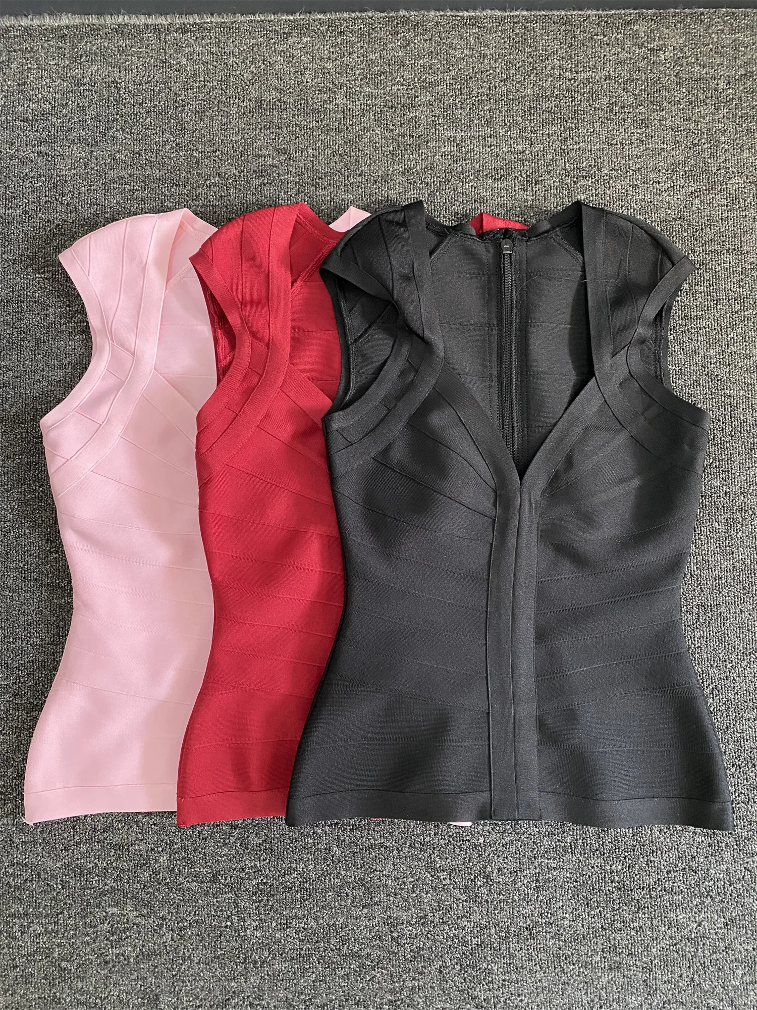 Factory Wholesale 3Colors Solid Stripe Bandage Tops Women Sexy Summer High Street Camisoles Bodycon Tops Evening Cocktail Party