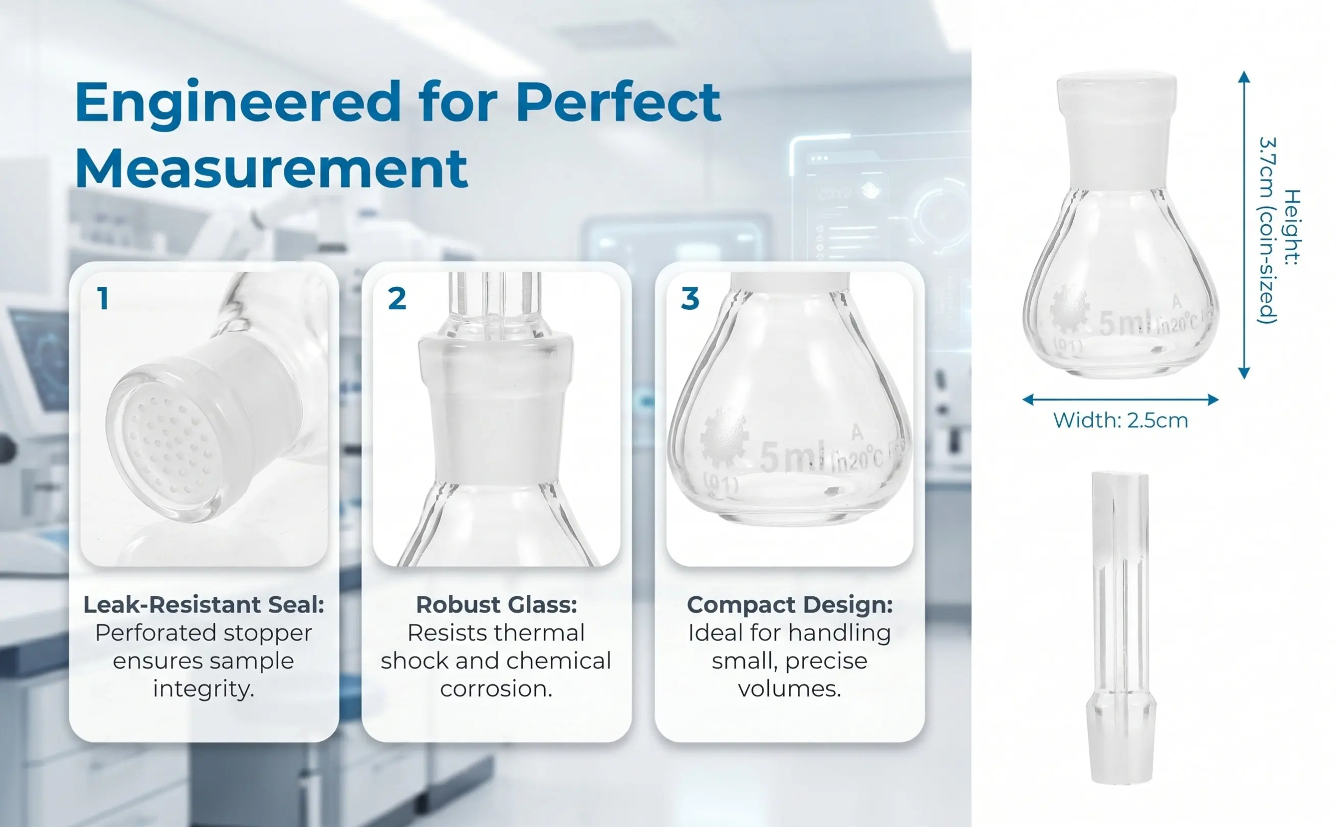 Gravity Bottle Glass Pycnometer Density 5Ml Perforated Stopper Corrosion Resistant Lab Glassware Liquid Specific Gravity