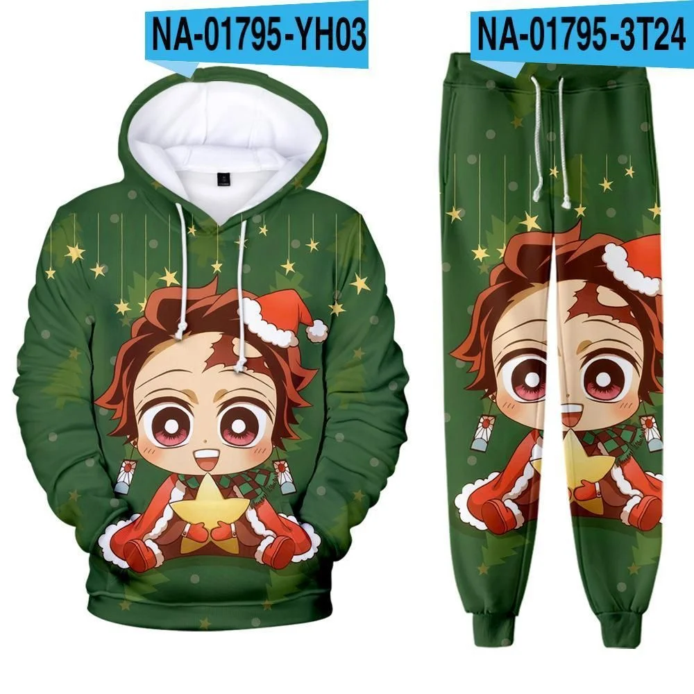 

Anime Demon Slayer Hoodies Sets 3D Printing Woman Sweatshirt Hooded Sweatshirt Oversize Sportswear Trousers jogging 2Pcs Sets