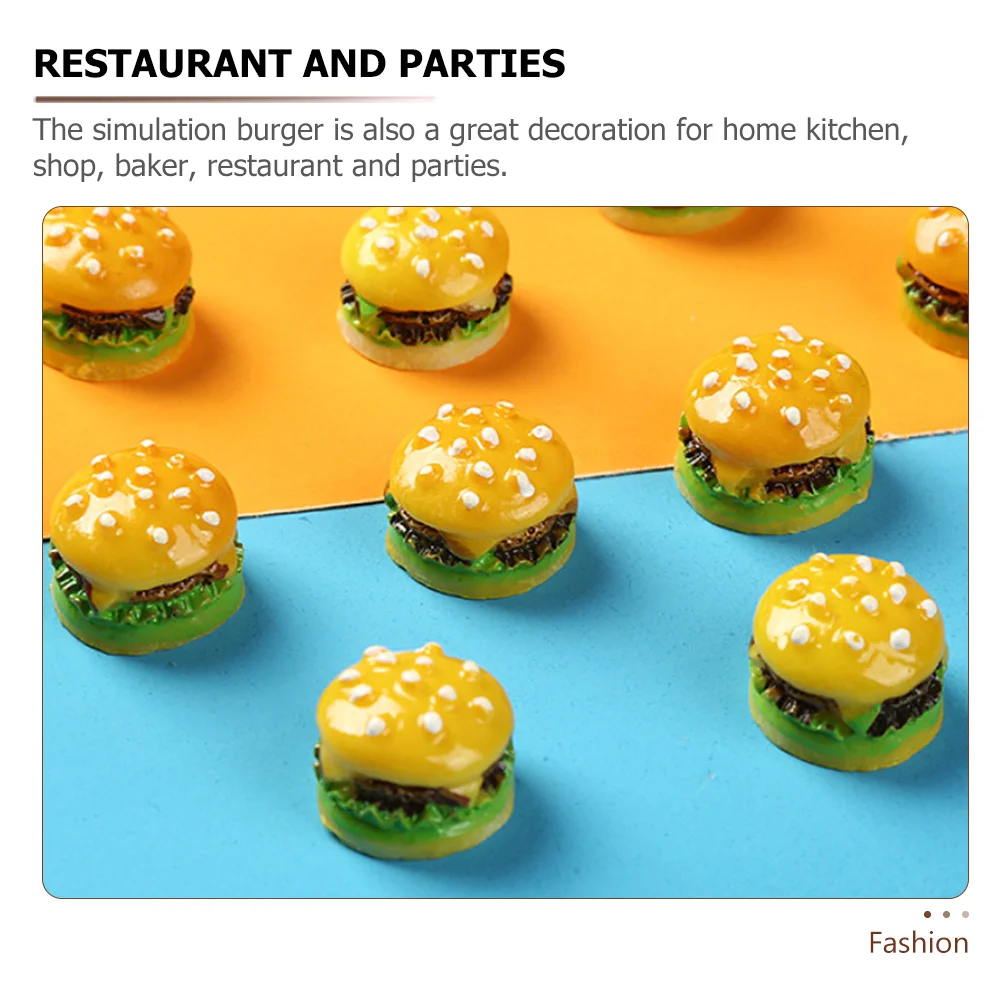 30 Pcs Simulation Burger Miniature Decoration Fake Decors Models Hairpin Stores Artificial Prop Resin Food