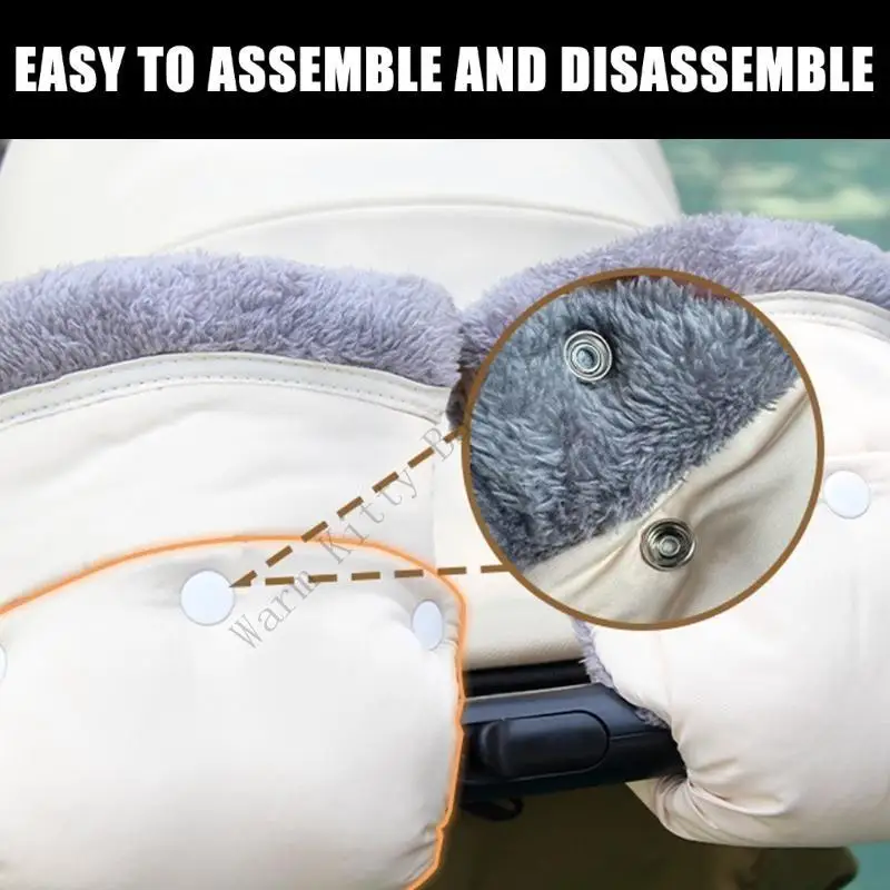 جديد 1 زوج الشتاء يندبروف مقاوم للماء الدافئة عربة طفل قفازات العالمي رشاقته الصوف بطانة يدفع باليدين عربات التي تجرها الدواب اليد إفشل