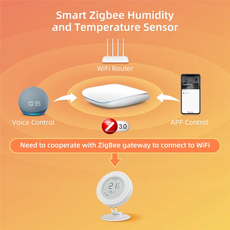 -AT52 Temperature And Humidity Sensor Graffiti Zigbee Intelligent Sensor E-Ink Screen Detection App Remote Control Sensor