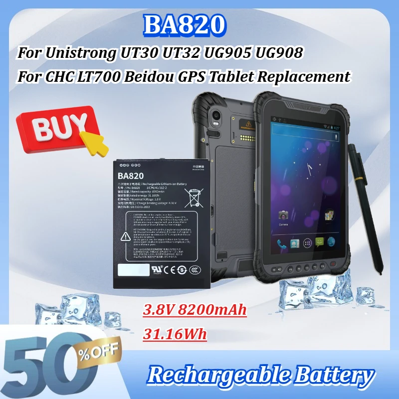 New BA820 3.8V 8200mAh 31.16Wh Li-ion Battery For Unistrong UT30 UT32 UG905 UG908 For CHC LT700 Beidou GPS Tablet Replacement