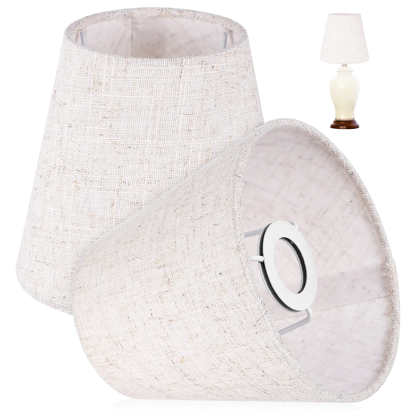 

2 Pcs Natural Linen Lamp Holder Cloth Shades Beige Lampshades For Desk Wall Dome