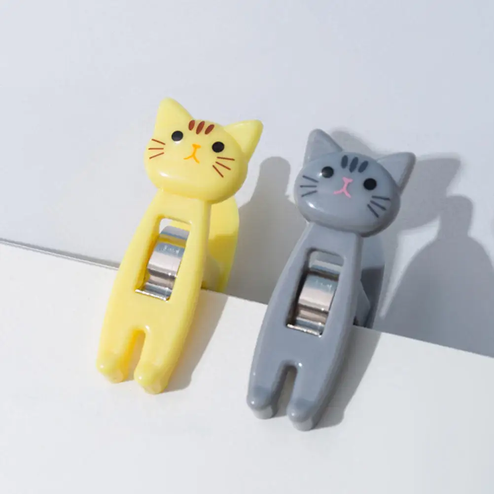 2Pcs Snack Bag Clips Cartoon Cat Shape Premium Plastic Sealing Clip for Potato Chips Salt Oatmeal Powder Moisture Proof