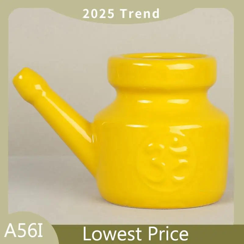 

Hot Sale 2X 350Ml Neti Pot Nose Cleaning Pot Durable Leakproof Spout Pot For Nasal Rinsing Nose Washing Men Women,Yellow