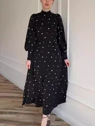 Eid Muslim Party Dress for Women Floral Bandage Elegant Ramadan Abaya Long Dress Belt Vestidos Largos Dubai Robe Jalabiya 2024