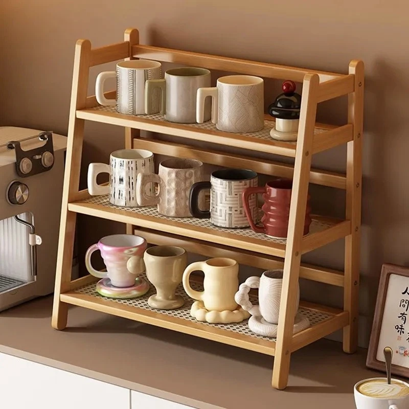 Coffee Syrup Organizer Rack 3 Tier Bamboo Multipurpose Seasoning Holder for Desktop Countertop Kitchen Vanity Retail