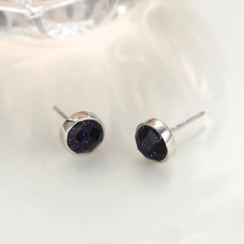 Modian New Arrival 100% 925 Sterling Silver Black Opal Sparkling Stud Earrings For Women Valentine\'s Day Silver Jewelry